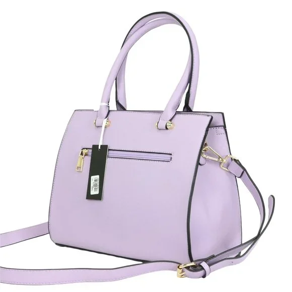 Lavender Light Purple Faux Leather Tote Purse Cross Body Hand Bag - Picture 2 of 12